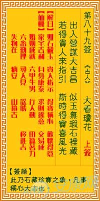 观音灵签89签是什么意思 观音灵签第89签解签(图文),风水命理,爱情