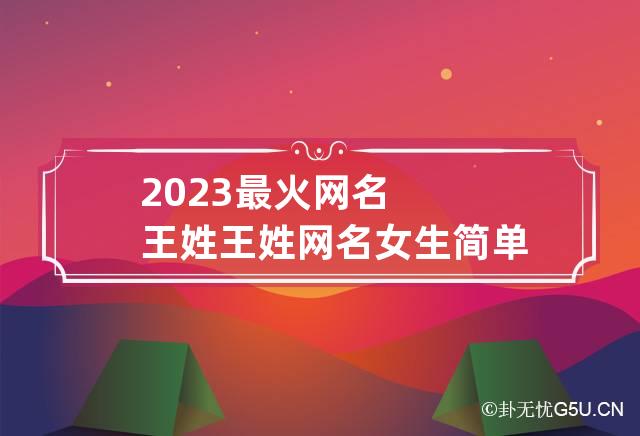 2023最火网名王姓 王姓网名女生简单气质