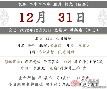 二0二0年农历十二月初九日,2022年农历十二月初九日十二时辰时辰吉凶宜忌查询