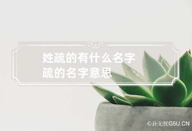 姓疏的有什么名字 疏的名字意思