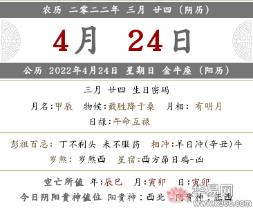 二零二一年农历三月二十四是黄道吉日吗,2022年农历三月二十四是什么日子对应公历几月几号