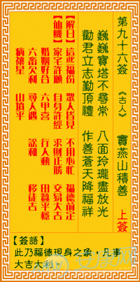 观音灵签96签是什么意思 观音灵签第96签解签(图文),风水命理,灵异