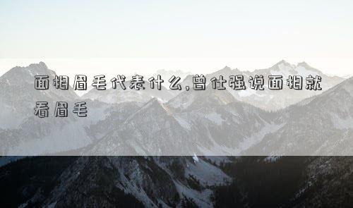 面相眉毛代表什么,曾仕强说面相就看眉毛