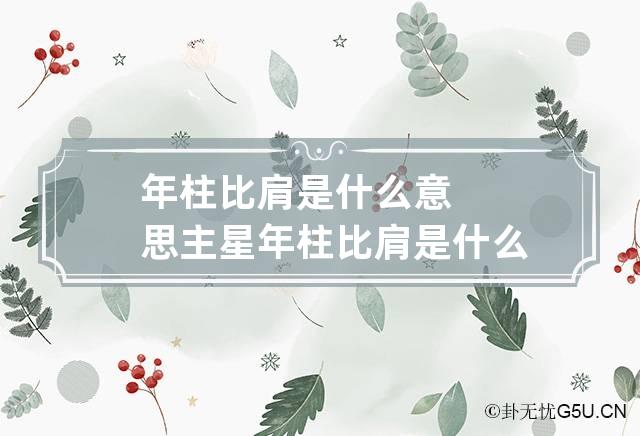 年柱比肩是什么意思 主星年柱比肩是什么意思