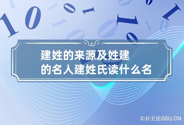 建姓的来源及姓建的名人 建姓氏读什么名字