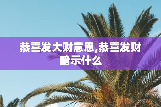 恭喜发大财意思,恭喜发财暗示什么