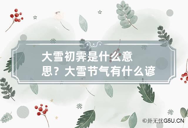 大雪初霁是什么意思？大雪节气有什么谚语？