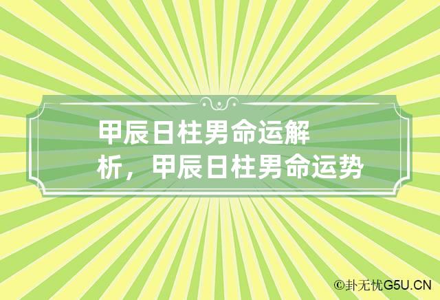 甲辰日柱男命运解析，甲辰日柱男命运势怎么样